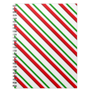Candy cane Rand, Röda, Grönt och vita Anteckningsbok