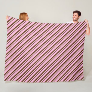 Candy cane Rand, rosa och chokladbrun Fleecefilt