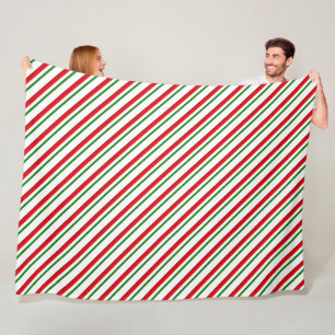 Candy cane Rand, rött, grönt och vitt Fleecefilt