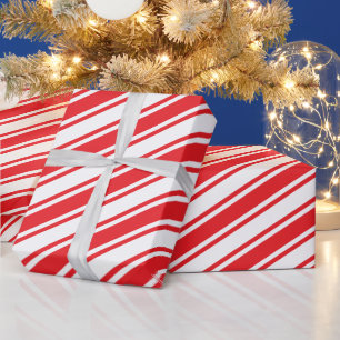 Candy Cane-rand Traditionell Röd Jul Presentpapper