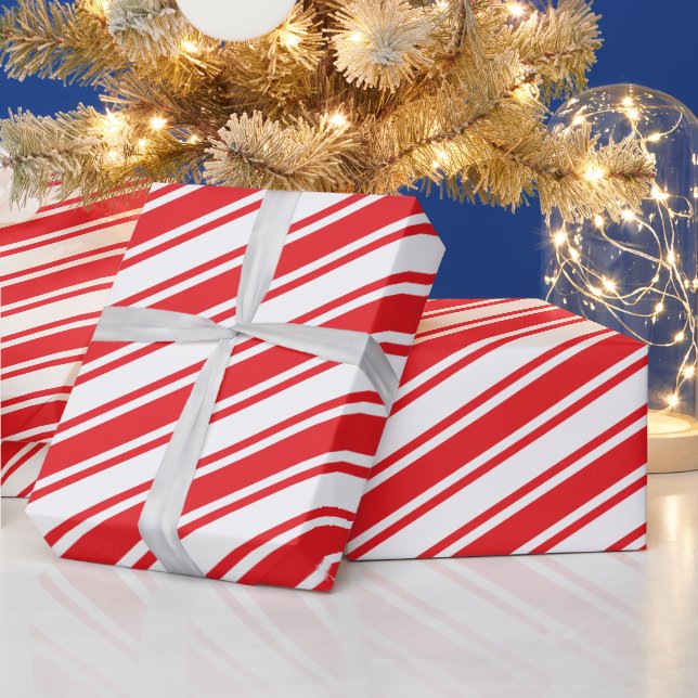 Candy Cane-rand Traditionell Röd Jul Presentpapper (Helgdagar)