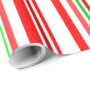 Candy cane Ränder Red White Grönt Rand Mönster Presentpapper