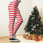 Candy cane Red and White Simple Vågrät Stripe Leggings<br><div class="desc">Candy cane Red and White Simple Vågrät Stripe.</div>