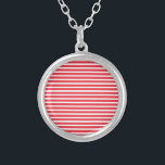 Candy cane Red and White Simple Vågrät Stripe Silverpläterat Halsband<br><div class="desc">Candy cane Red and White Simple Vågrät Stripe.</div>