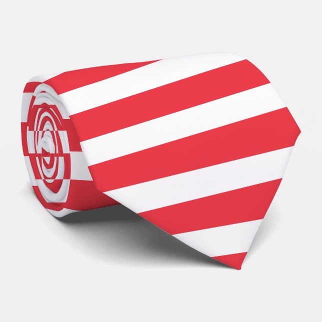 Candy cane Red and White Simple Vågrät Stripe Slips (Rullad)