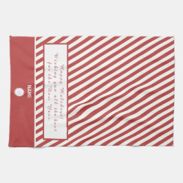 CANDY CANE RED OCH WHITE GLAD HELG LOGOTYP GIFT KÖKSHANDDUK