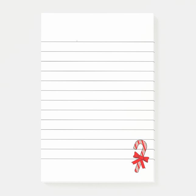 Candy Cane Red Ribbon Christmas Lined Post-it Block (Framsida)