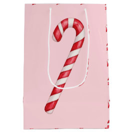 Candy cane red white stripes on pink watercolor 