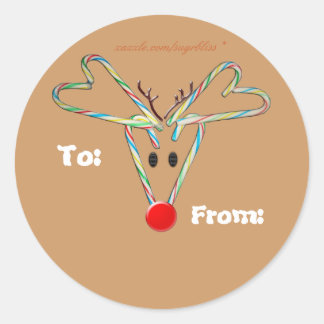 Candy cane Reindeer Sticker Märkre Runt Klistermärke