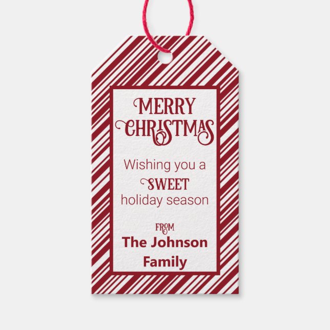 Candy cane Retro Presentetikett (Framsidan)