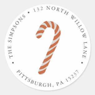 Candy cane Returadress Classic Round Sticker Runt Klistermärke