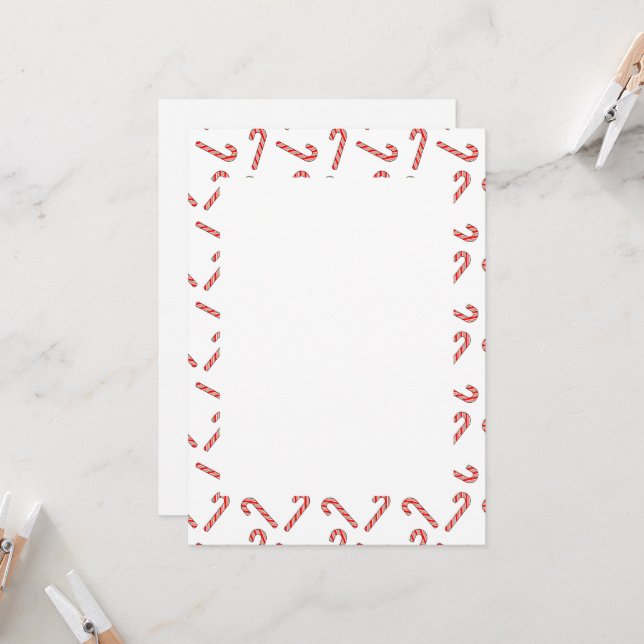Candy Cane-ritningar i rött grönt vitt inbjudan (Fram/Back In Situ)