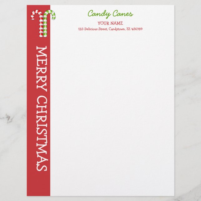 Candy cane röd grönt Letterhead Brevhuvud (Framsida)