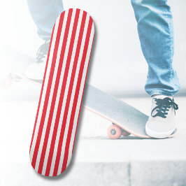 Candy Cane Röd och Vit Enkel Horisontell Randig Mini Skateboard Bräda 18,5 Cm