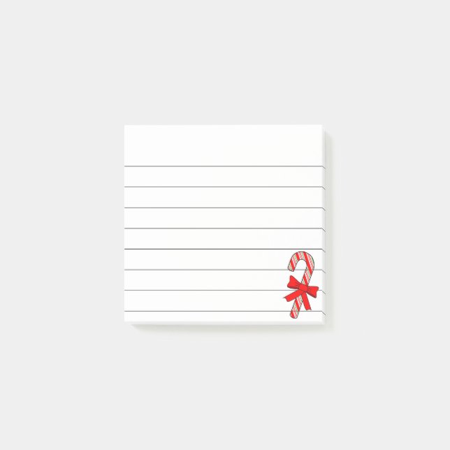 Candy Cane Röda Band Jul Rit Linjerad  Post-it Block (Framsida)