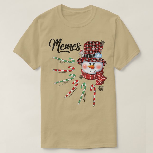 Candy cane Röda julklappar i snögubbe T Shirt (Design framsida)