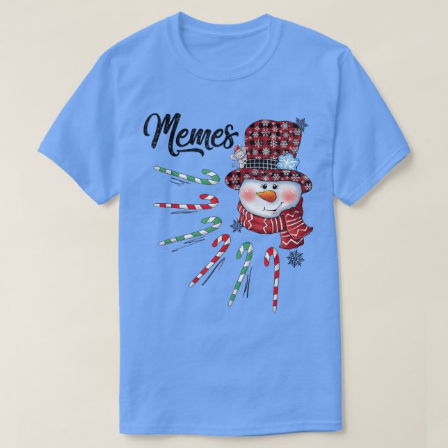 Candy cane Röda julklappar i snögubbe T Shirt (Design framsida)