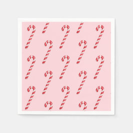 Candy cane rödvit rand på rosa vattenfärg pappersservett