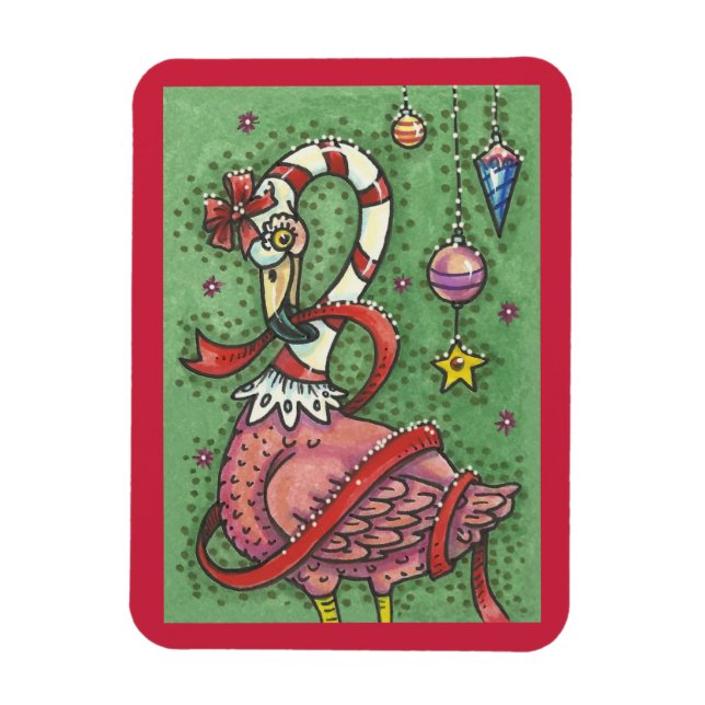 CANDY CANE ROSA FLAMINGO CHRISTMAS MAGNET (Vertikal)