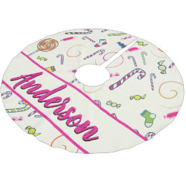 Candy cane Rosa Monogram Julgransmatta Borstad Polyester