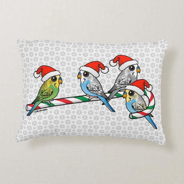 Candy cane Santa Budgies Prydnadskudde (Baksidan)