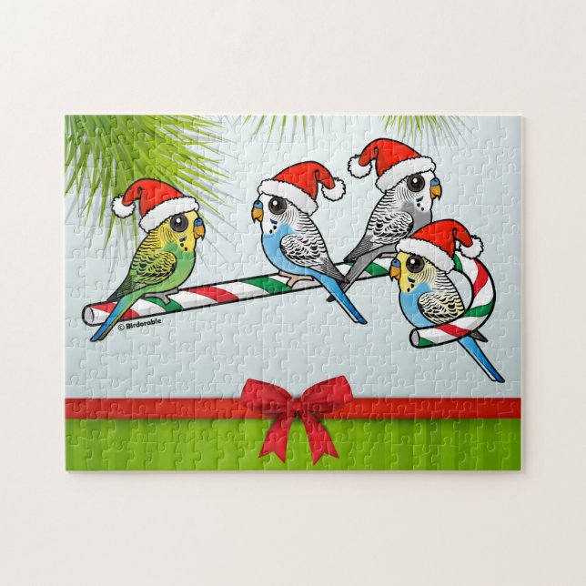 Candy cane Santa Budgies Pussel (Horisontell)