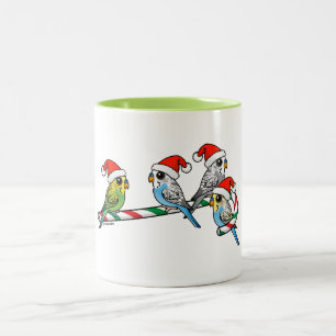 Candy cane Santa Budgies Två-Tonad Mugg