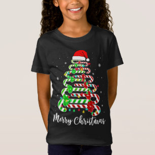 Candy cane Santa Hat Funny Julafton Träd Merry Chr T Shirt