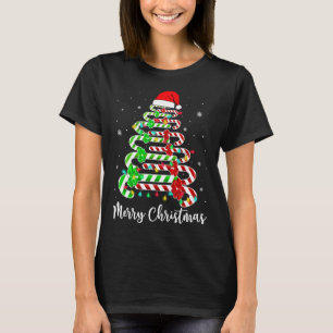 Candy cane Santa Hat Funny Julafton Träd Merry Chr T Shirt