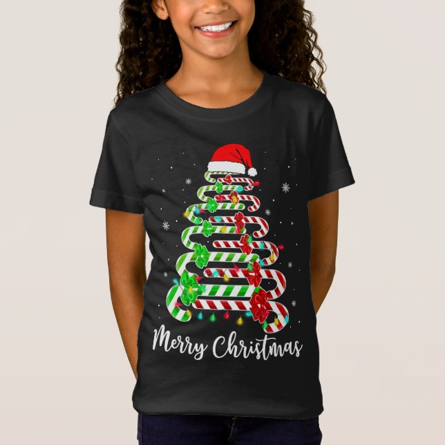 Candy cane Santa Hat Funny Julafton Träd Merry Chr T Shirt (Framsida)