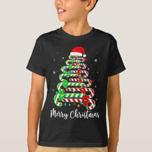 Candy cane Santa Hat Funny Julafton Träd Merry Chr T Shirt