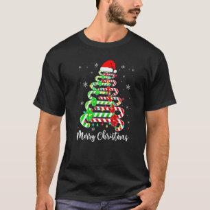 Candy cane Santa Hat Funny Julafton Träd Merry Chr T Shirt