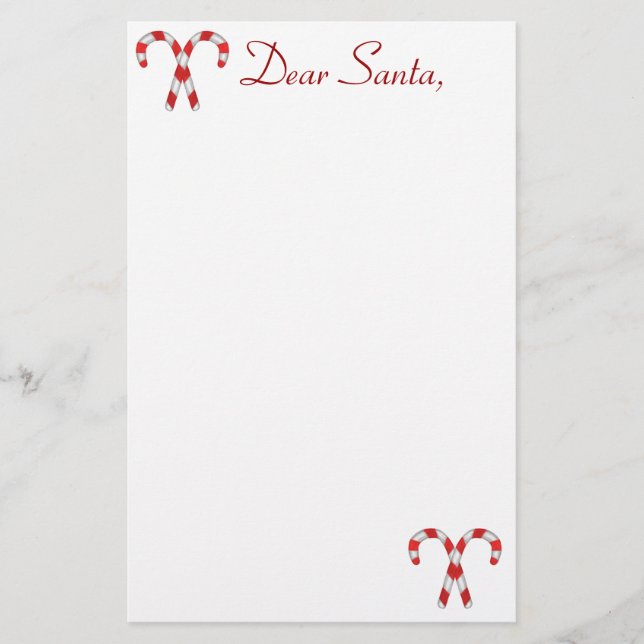 Candy cane Santa Stationary Brevpapper (Framsida)