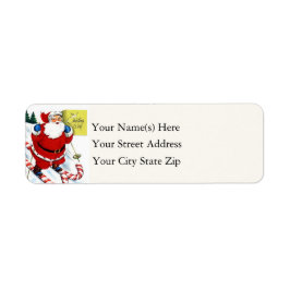 candy cane Skiing Jultomten Vintage Returadress Etikett