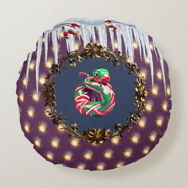 CANDY CANE SNAKE-kudde Rund Kudde (Framsidan)