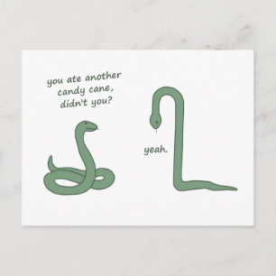 candy cane Snake Vykort