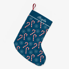 Candy cane Snöflingor Havets blåa julklapp Liten Julstrumpa