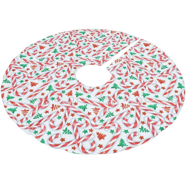 Candy cane söthet julgransmatta borstad polyester (Vinklad)