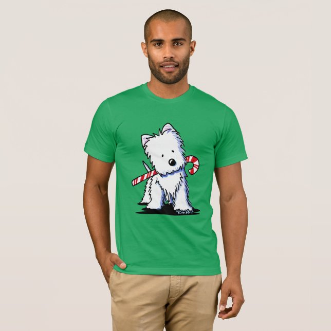 Candy cane Sötnos Westie T Shirt (Hel framsida)