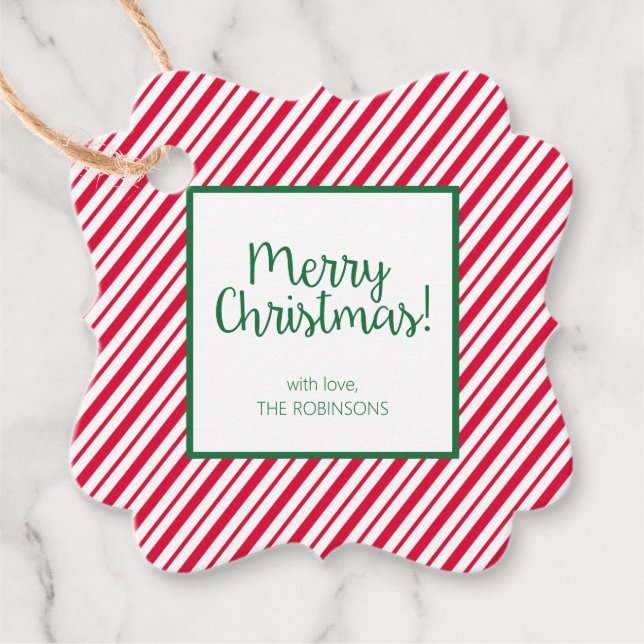 Candy cane Stripe Gåvor Etiketter (Framsida)