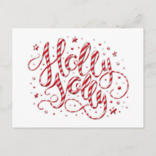 Candy cane Stripe Holly Jolly Open House Helg Vykort