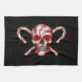 Candy cane Sugar Skull Julhanddukar Kökshandduk