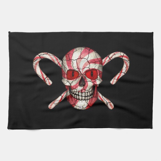 Candy cane Sugar Skull Julhanddukar Kökshandduk (Horisontell)