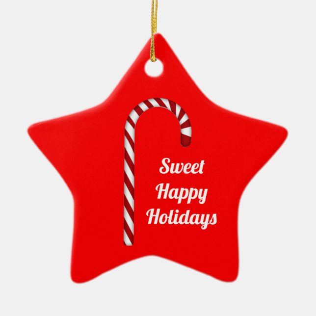 Candy cane Sweet Glad helg Star Ornament (Framsidan)