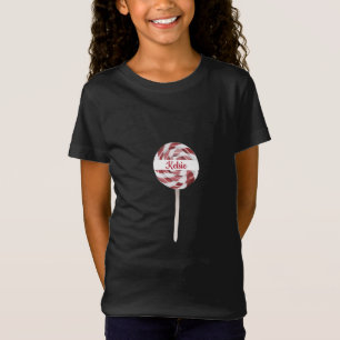 Candy cane Swirl Lollipop med Namn T Shirt