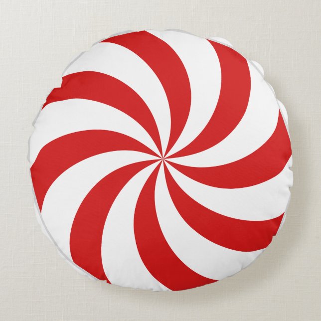 Candy cane swirl rund kudde (Framsidan)
