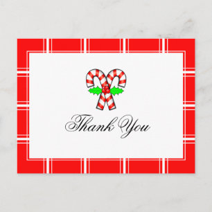Candy cane Tack Red-jul Vykort