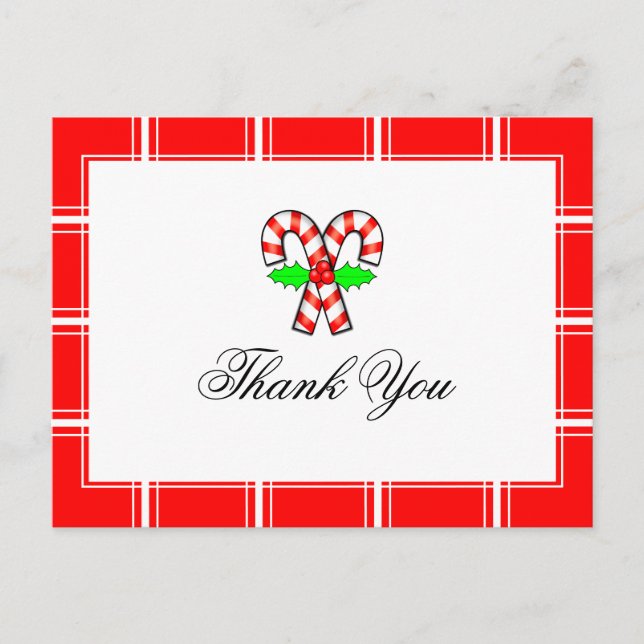 Candy cane Tack Red-jul Vykort (Framsida)