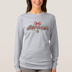 Candy Cane-teckensnitt för receptionister, festlig T Shirt