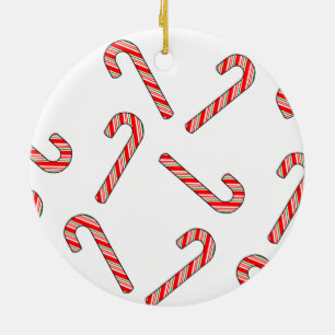 Candy cane Teckning i vit keramik av röd Grönt Julgransprydnad Keramik